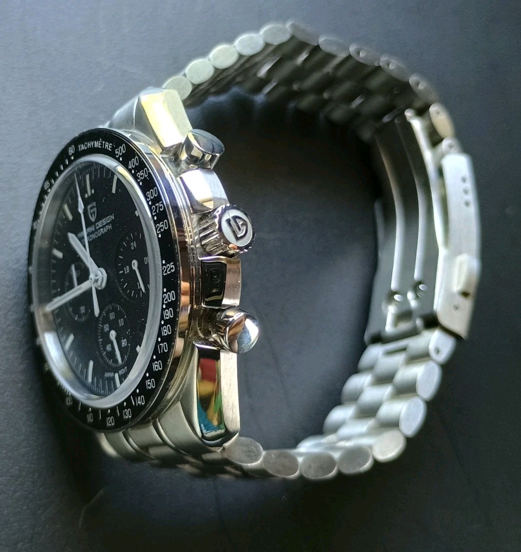 Pagani Design PD-1701 V3 Black Dial 40mm Quartz Chronograph 100m Steel Watch
