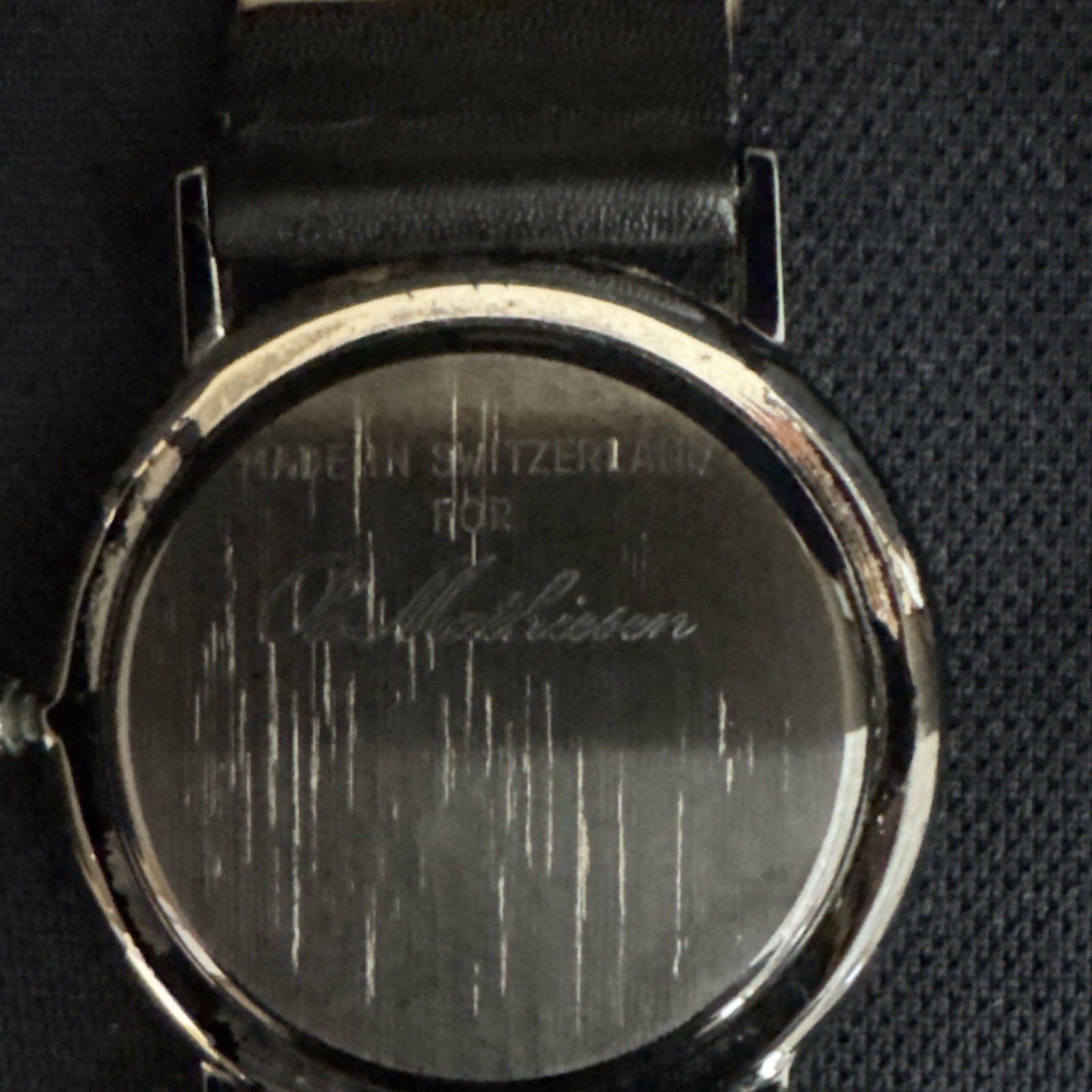 Vintage 1990 Ole Mathiesen Black Wristwatch, Red Green Hands Black Leather Band