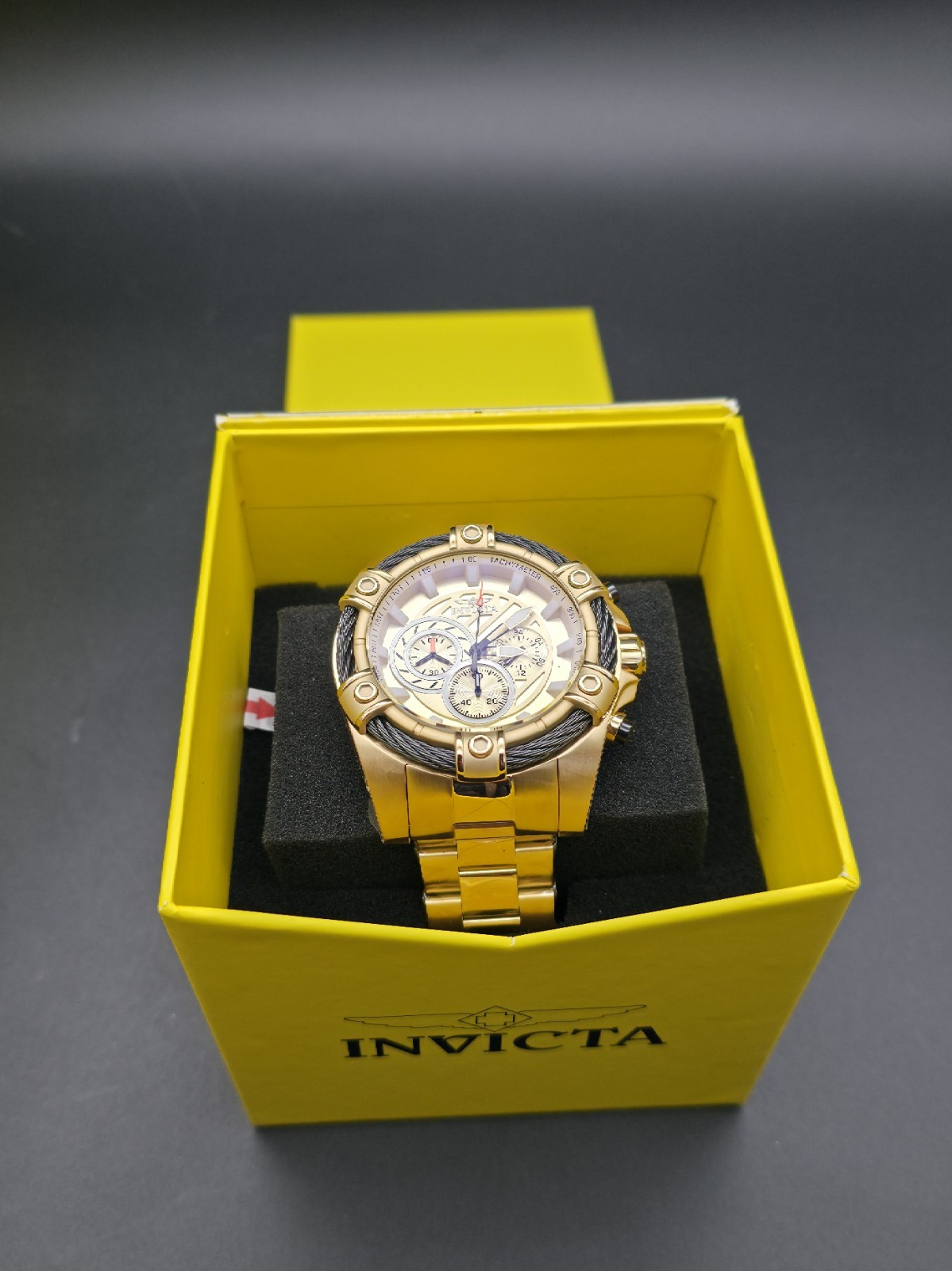 Invicta Men’s Watch 25515 Bolt Quartz Chronograph Diver Gold Tone Steel 52mm