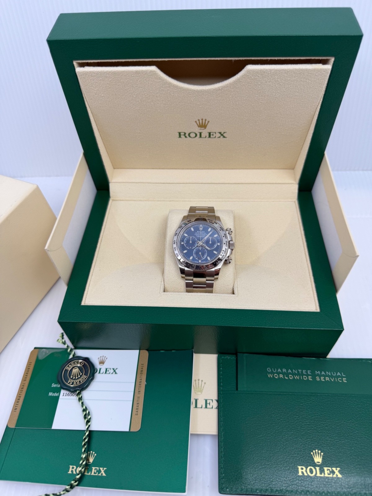 2016 Blue Dial Box Papers ROLEX COSMOGRAPH DAYTONA 40MM 116509 18K White Gold