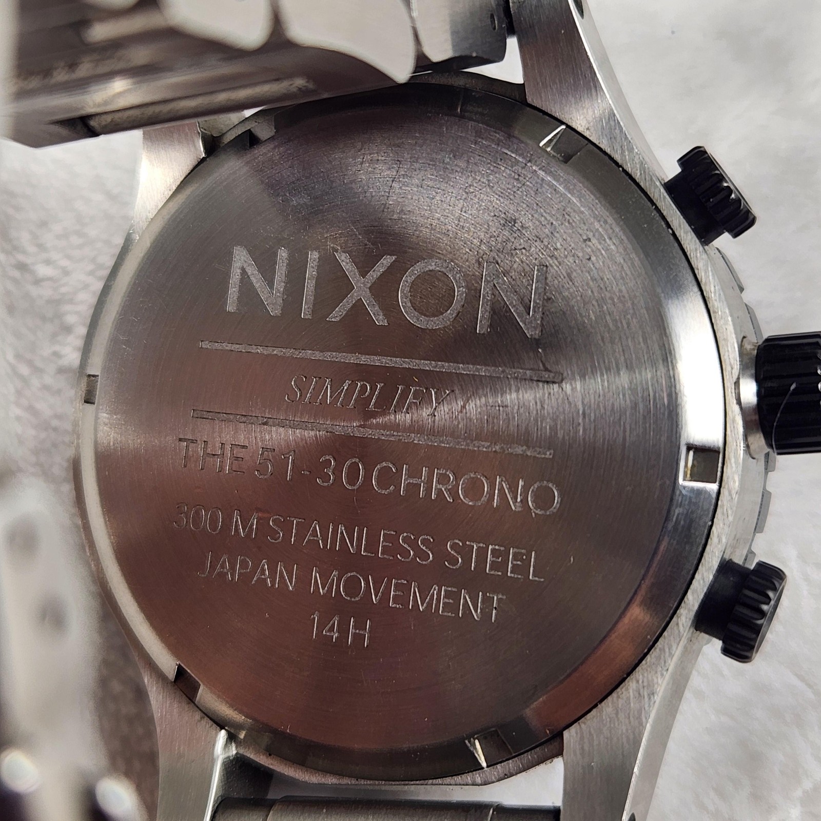 Nixon 51-30 Chrono Simplify Mens Watch 51mm Gray Dial Black Bezel 300M Steel