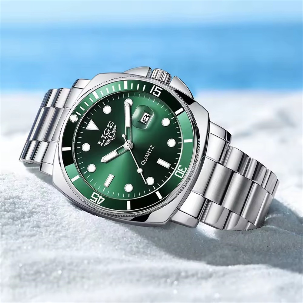 LIGE Men Watch Brand Luminous Wristwatch Business Male Calendar Steel Watches