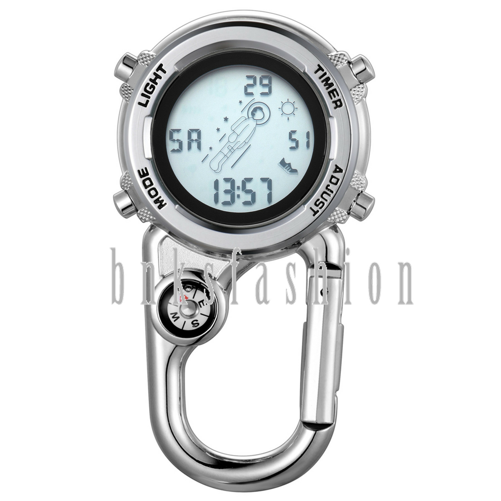 Multi-Function Backpack Outdoors Clip-on Compass Digital Carabiner Fob Watch