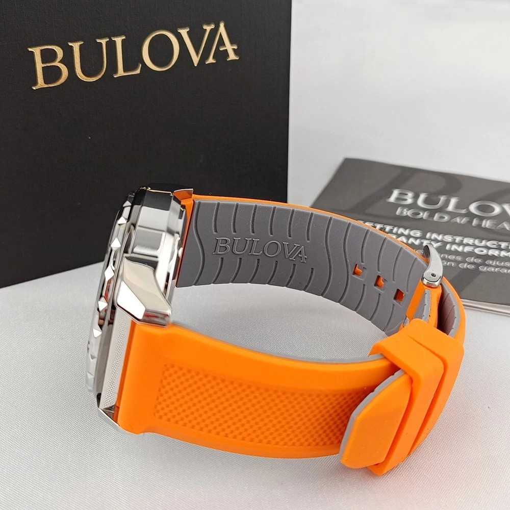 Bulova Marine Star Series A Automatic Men’s Watch 98A226 Orange Rubber Strap