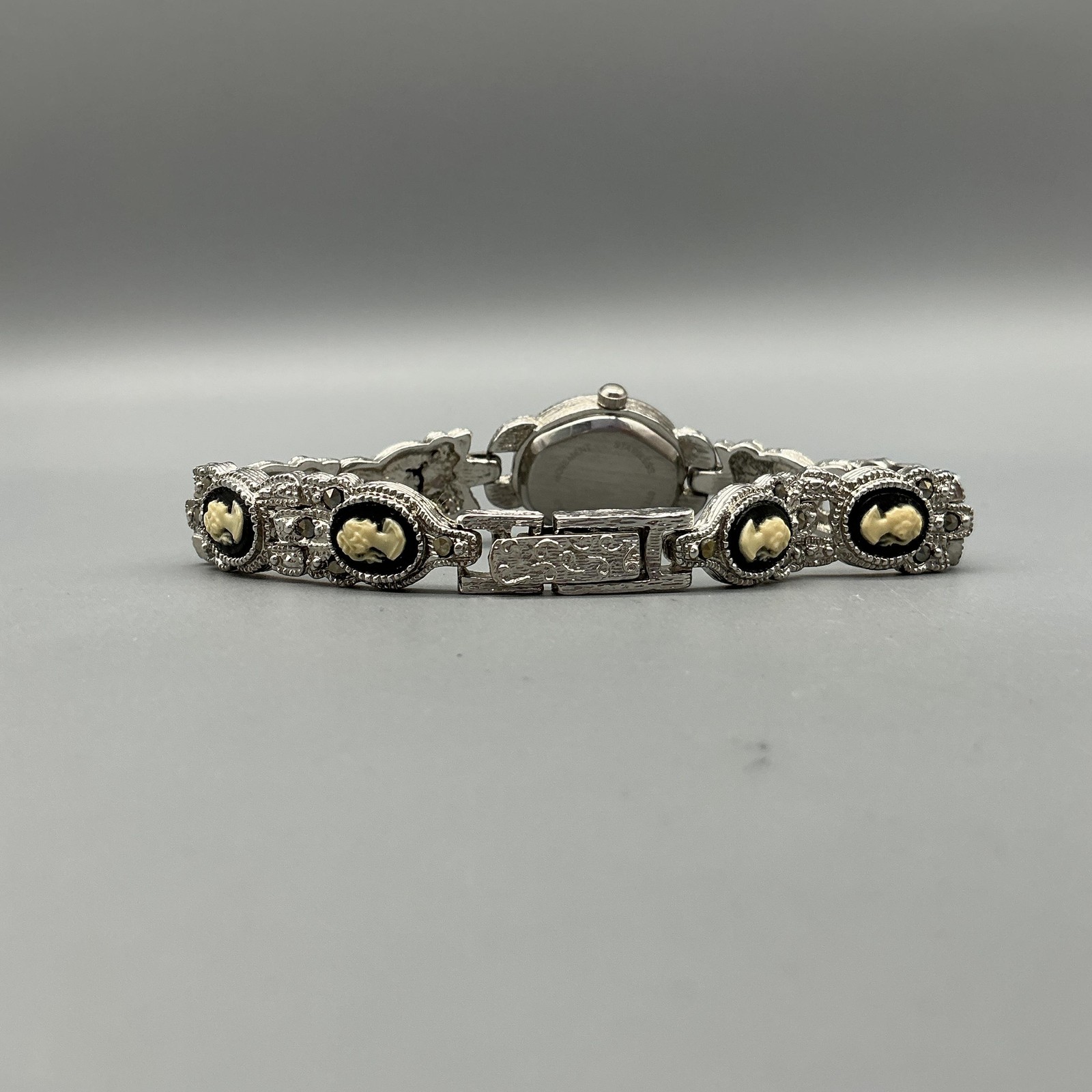 Eikon Womens Watch 13mm Silver Tone Cameo Marcasite Bracelet New Battery