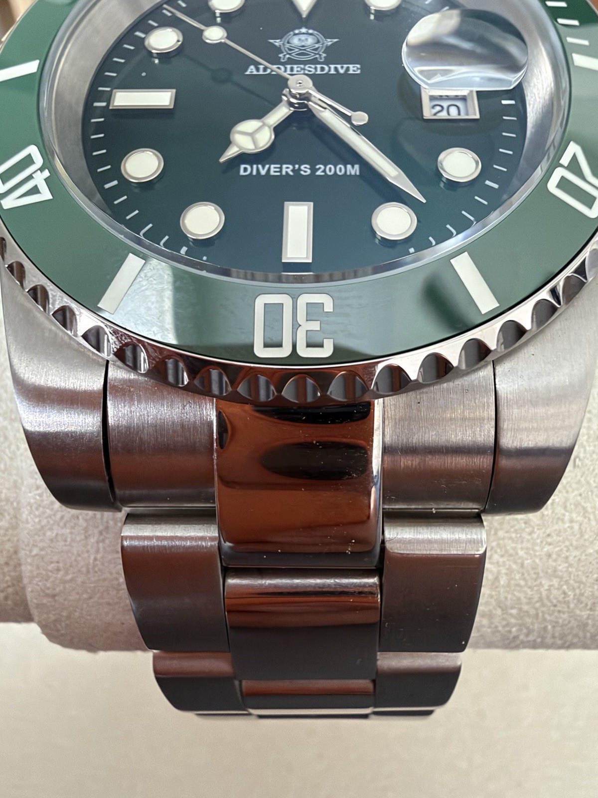 41mm Addiesdive Diver’s 200M Automatic Men’s Watch Green Dial Date 200m