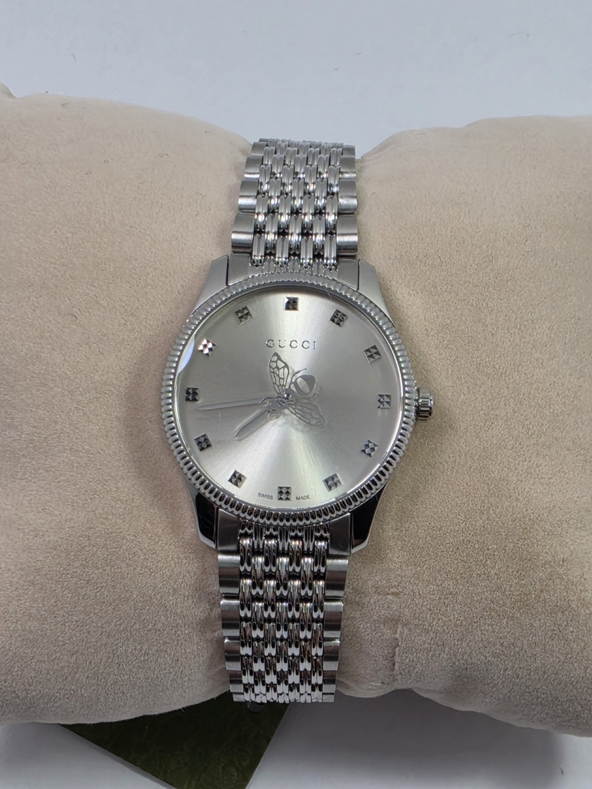 Gucci G-Timeless SWISS Quartz Bee Slim Stainless Steel Ladies Watch YA1265019
