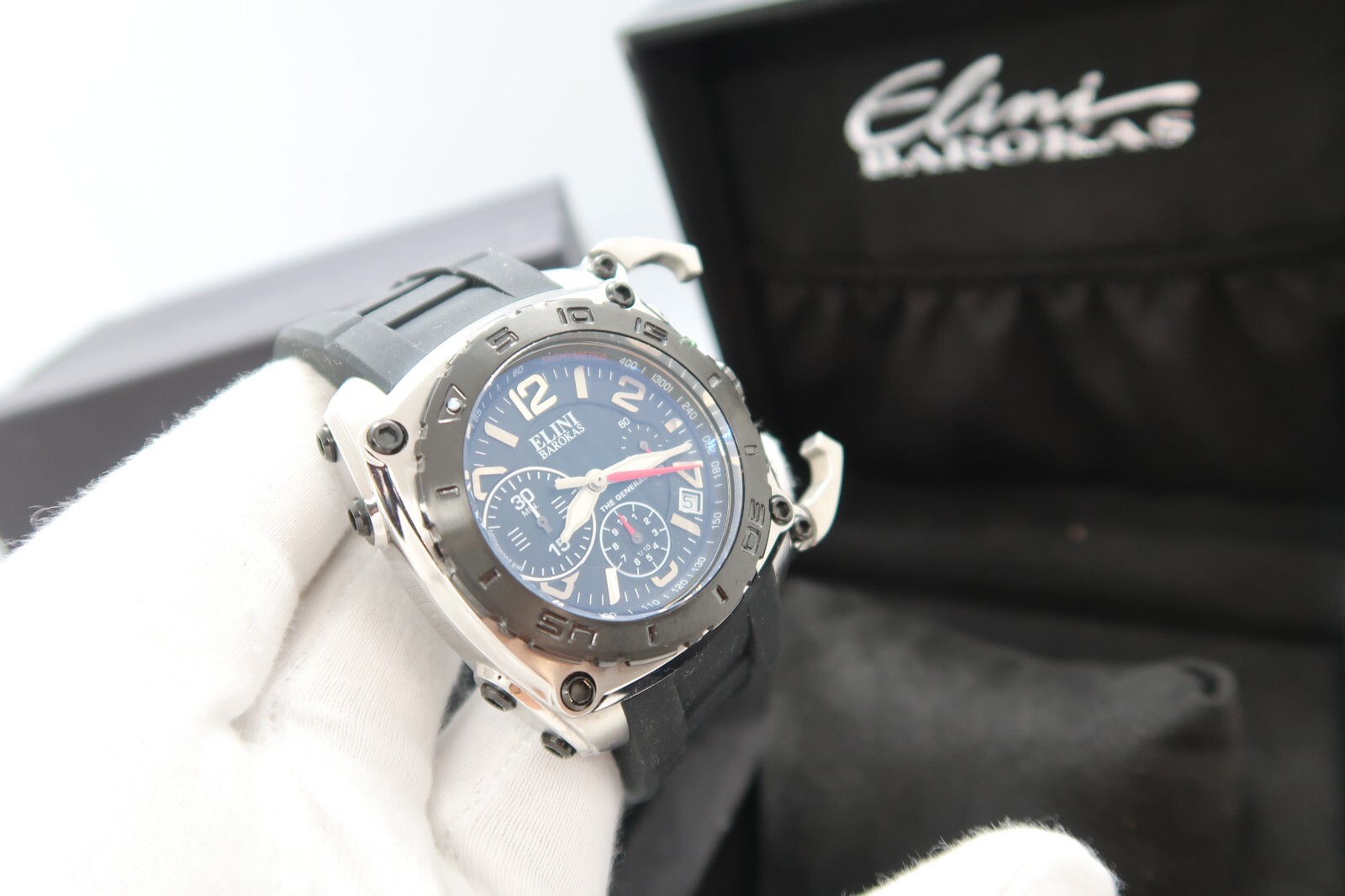 ELINI BAROKAS, 660ft “The General” CHRONO w/Box, BIG MENS DIVE WATCH,MIB R23-18