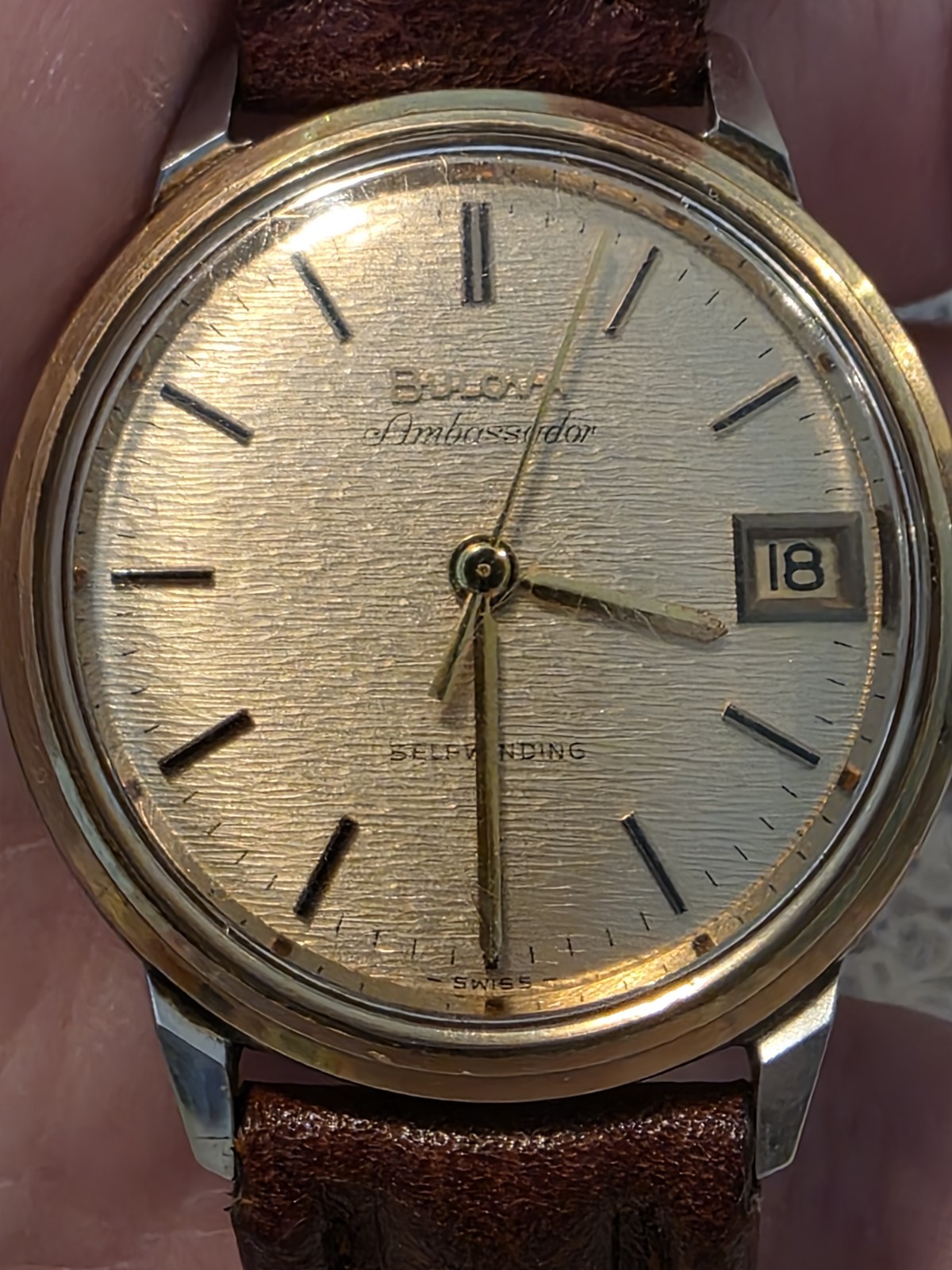 Bulova Ambassador Automatic Date Silver Dial Micro Rotor Watch w/Box
