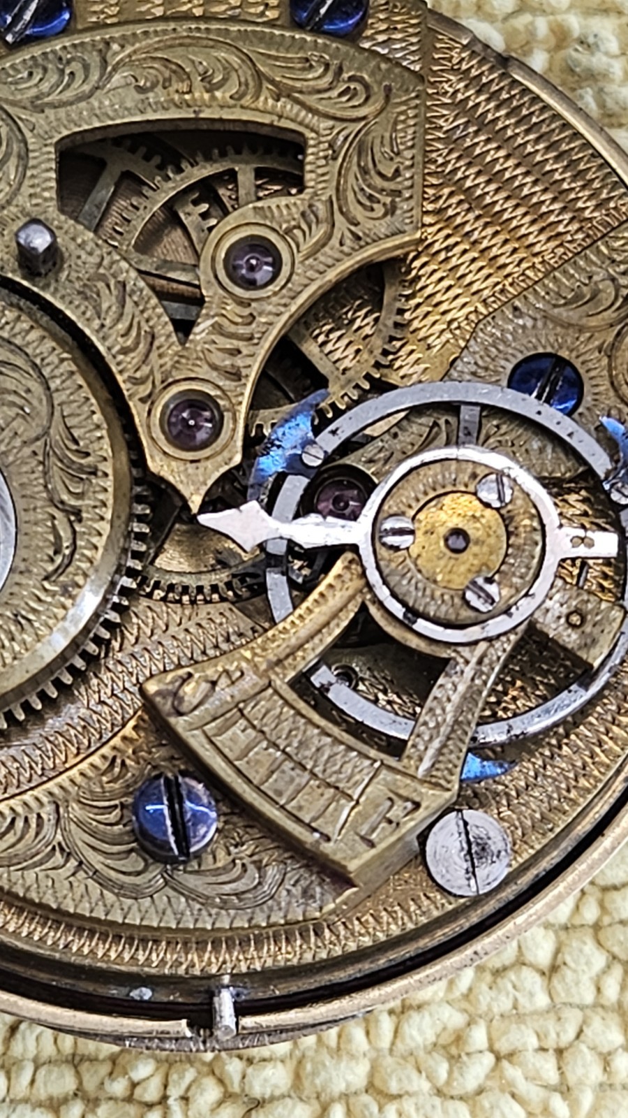 Antique duplex pocket watch movement, For Chineese Emperors, Rare Rolled Gold