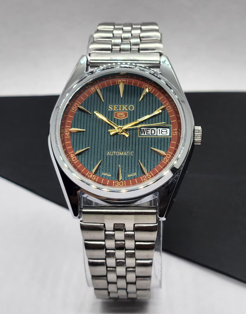 Montre automatique Seiko 5 vintage remise à neuf 6309A, 17 rubis, boîtier en a