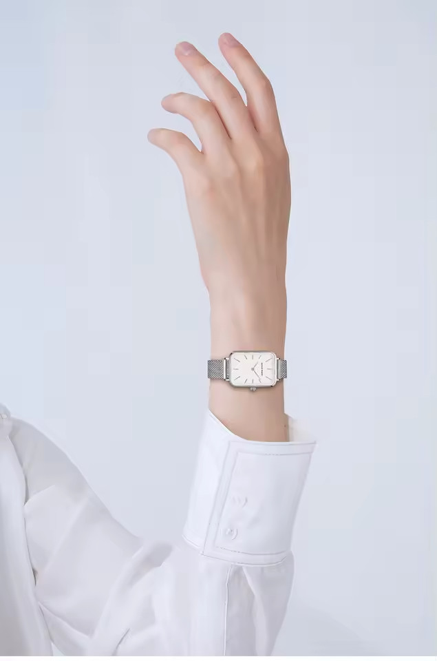 Rectangle Ultrathin Nordic Simple Style Steel Mesh Women’s Quartz Watch