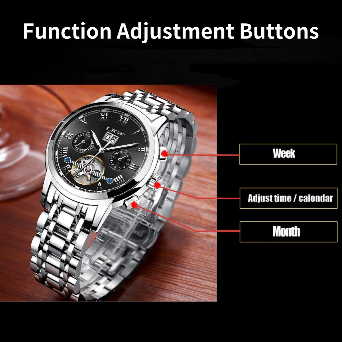 🔥Luminous Men Watch Automatic Mechanical Date Waterproof Man Daily Wristwatches