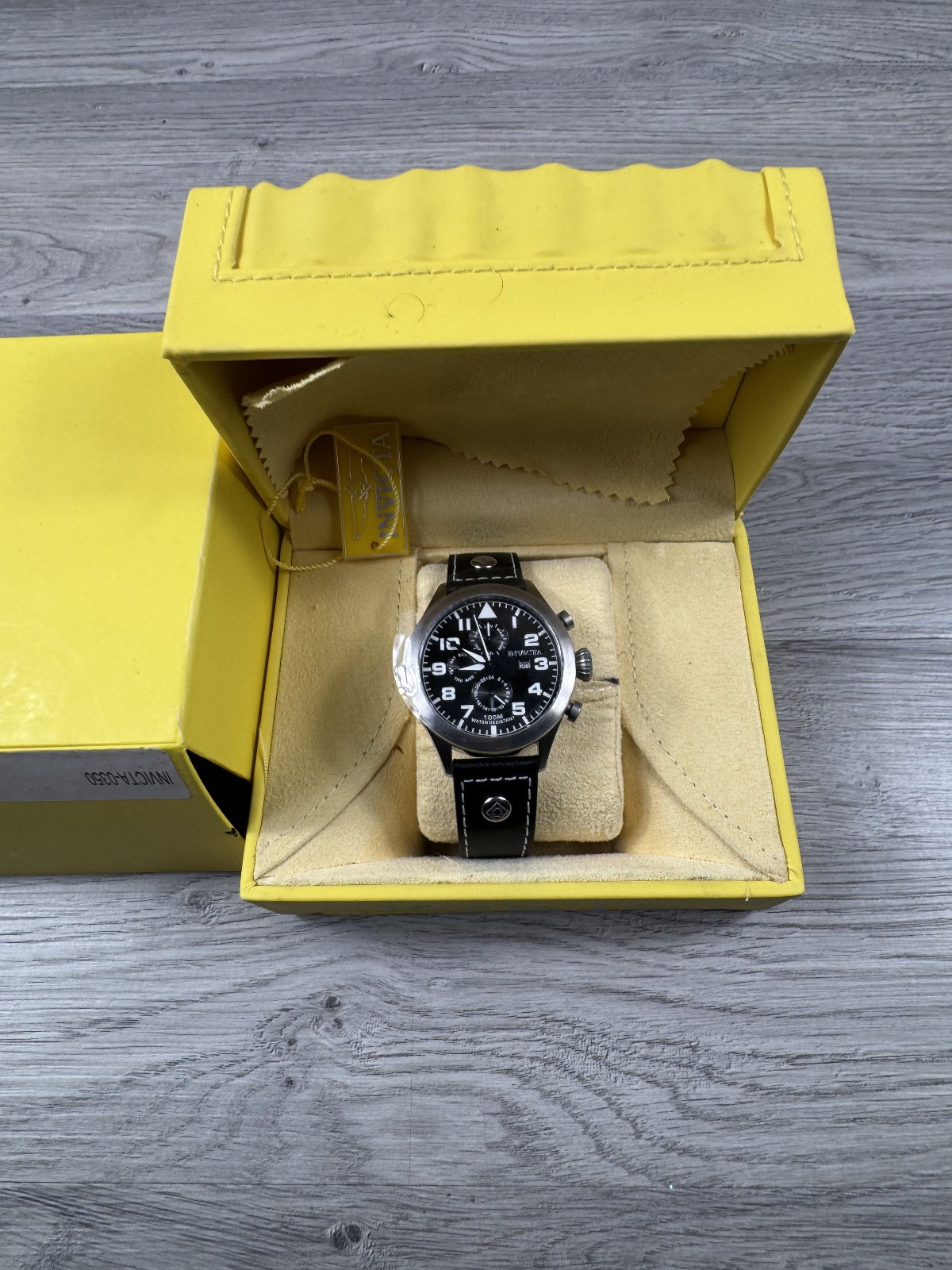 Invicta I Force Black Leather Men’s Watch Water Resistant 100M Flame Fusion READ