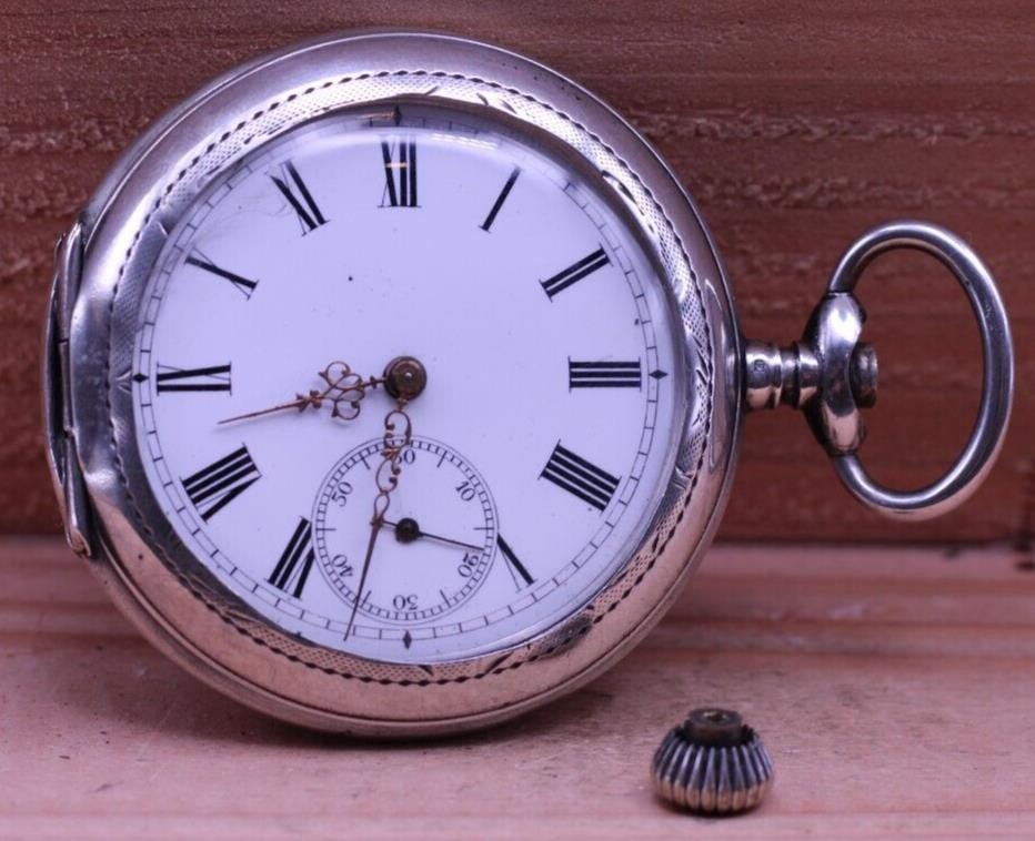 15j SWISS ANTIQUE HIGH GRADE POCKET WATCH SILVER CASE 51.2mm FOR REPAIR (HV)