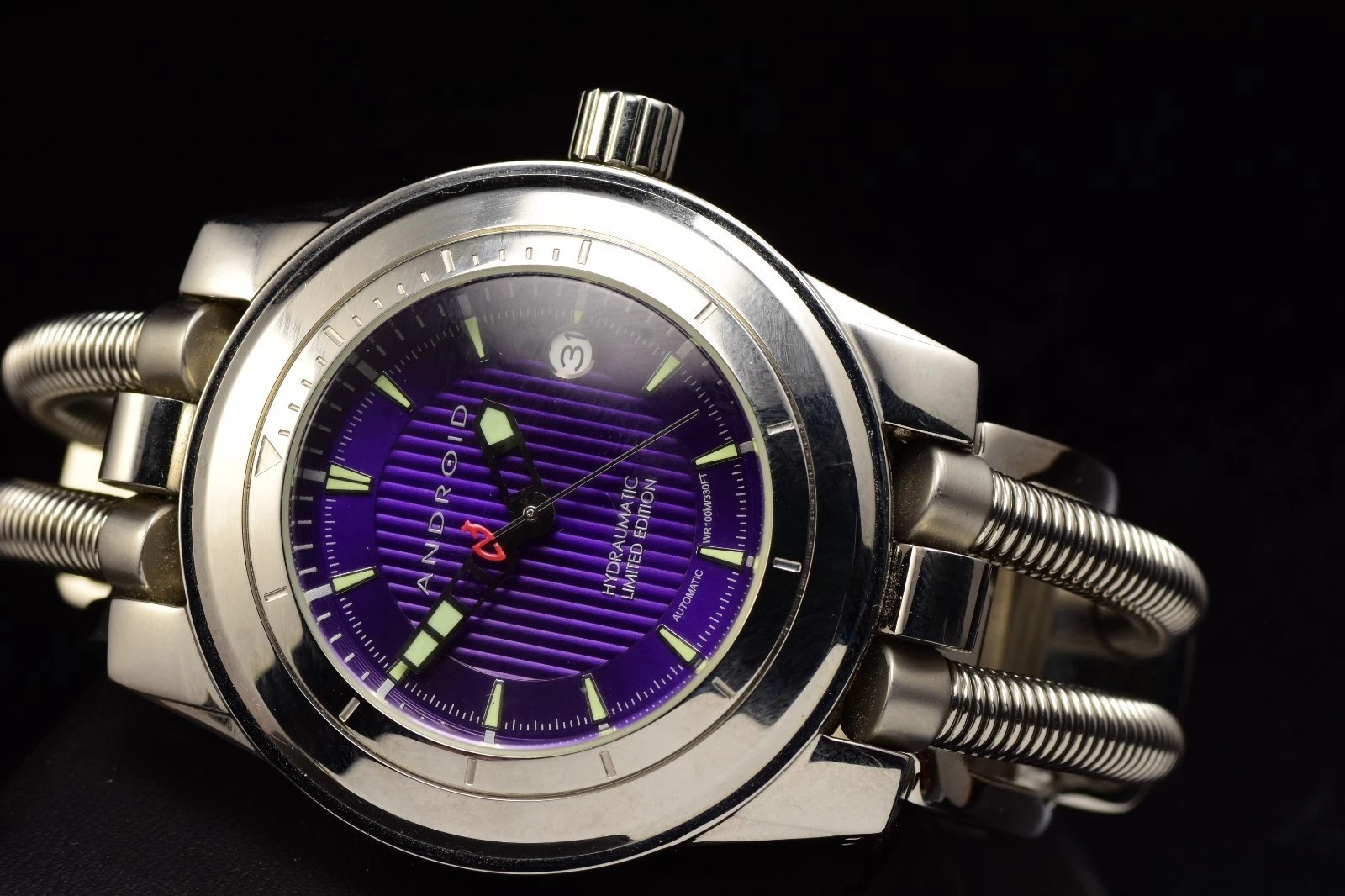 ANDROID Men’s Aragon HYDRAUMATIC Purple Dial LIM ED AUTOMATIC Watch AD680 RARE