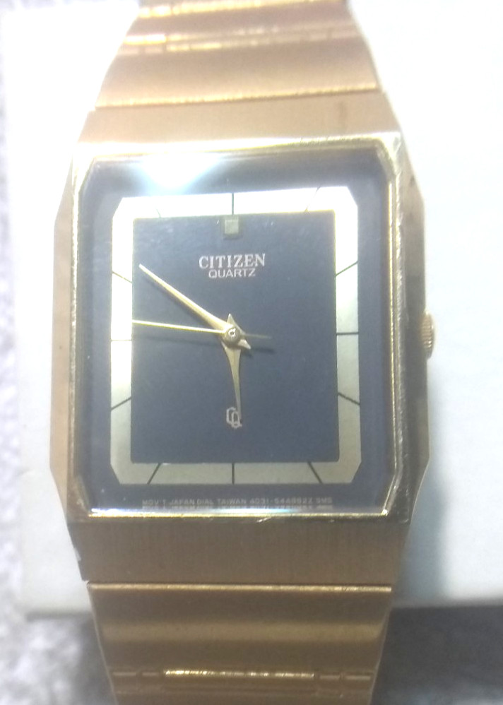 Citizen CQ Quartz Watch Men 4031-S13564 2 Tone Dial Gold Flex New Bat Great !!!