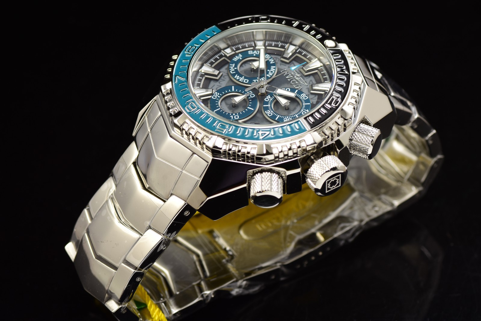 Invicta Akula Tellurion Swiss Ronda High Polish Men’s Turquoise Steel Watch 55mm