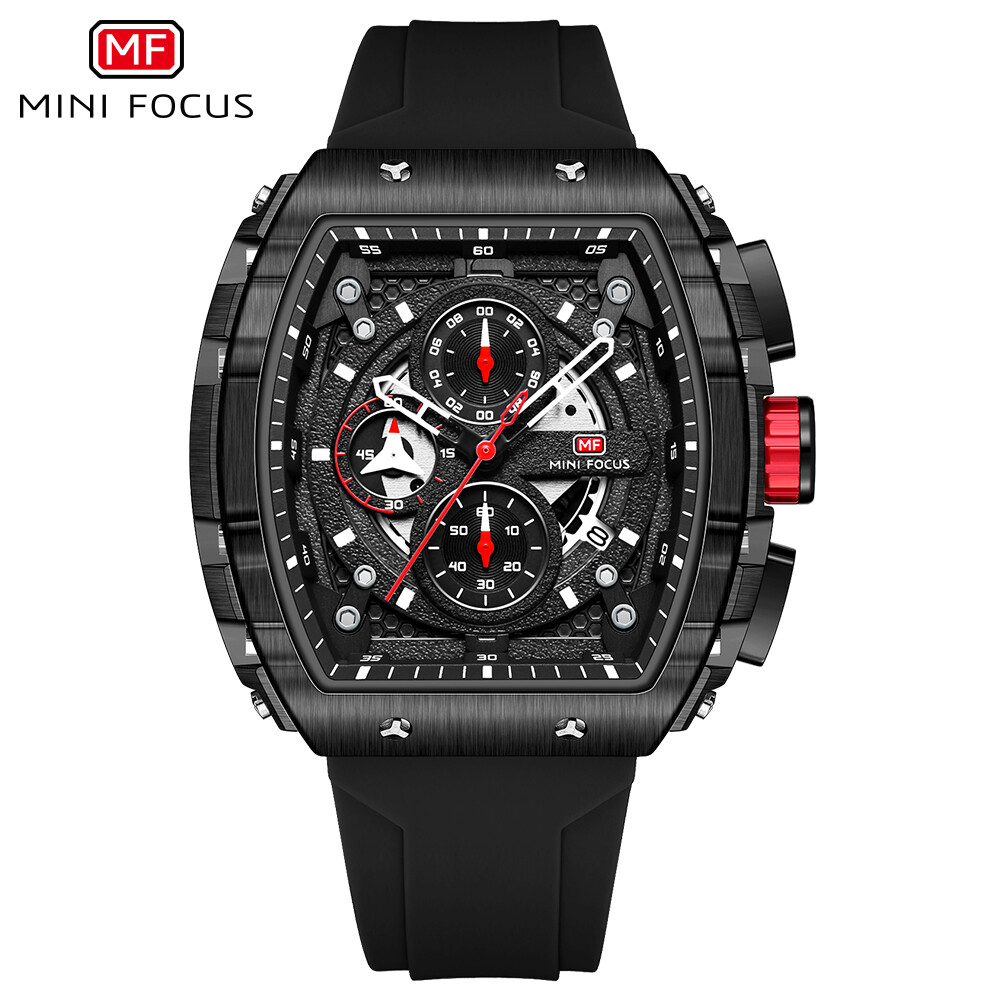 MINI FOCUS Men Watch Silicone Rectangle Date Wristwatch Military Boy Sport Watch