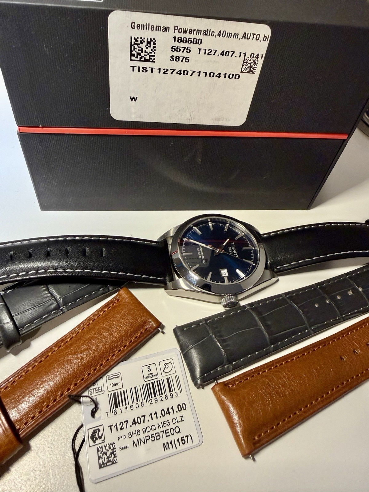 Tissot Gentleman Men’s Watch – T127.410.16.041.01 w 2 New Leather Straps
