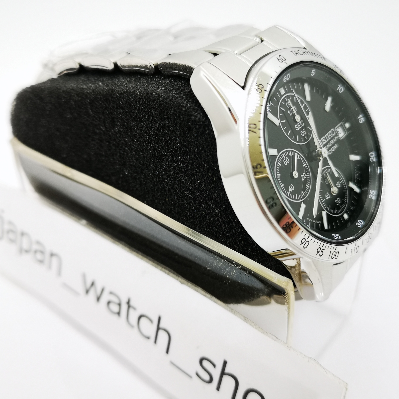 SEIKO Chronograph SND367PC Black Silver Men’s Watch New in Box
