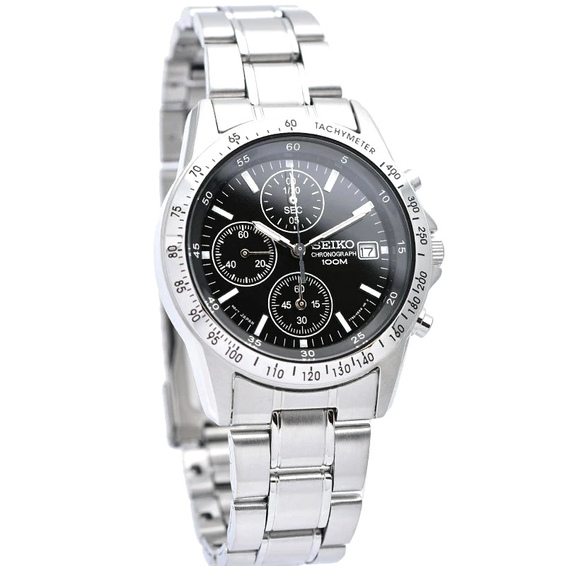 SEIKO High-speed Chronograph SND367PC SND367P1 Black Silver Men’s Watch Analog