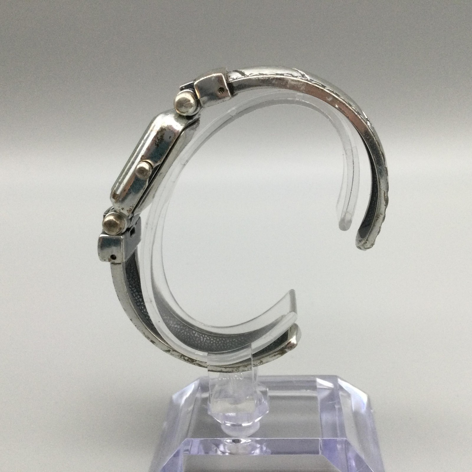 Chicos Womens Watch 25mm White Square Dial Silver Tone Cuff Band New Battery