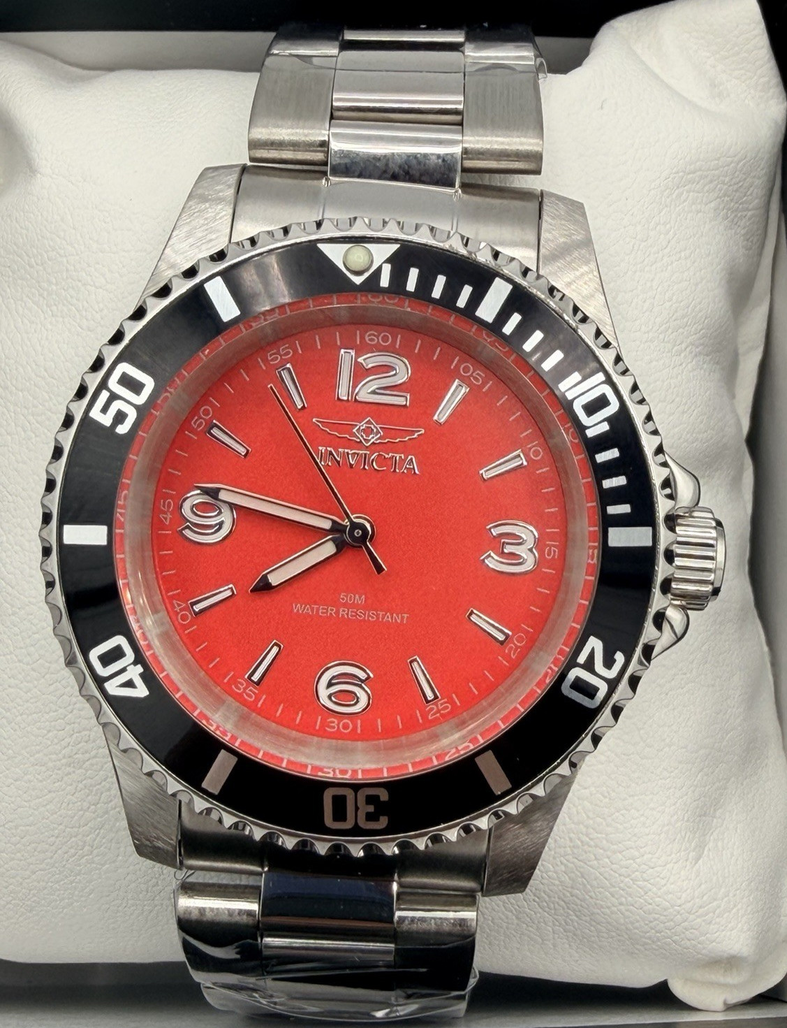 Invicta Specialty Rowan Men’s 40mm Watch Silver Red Black Stainless Steel 49350