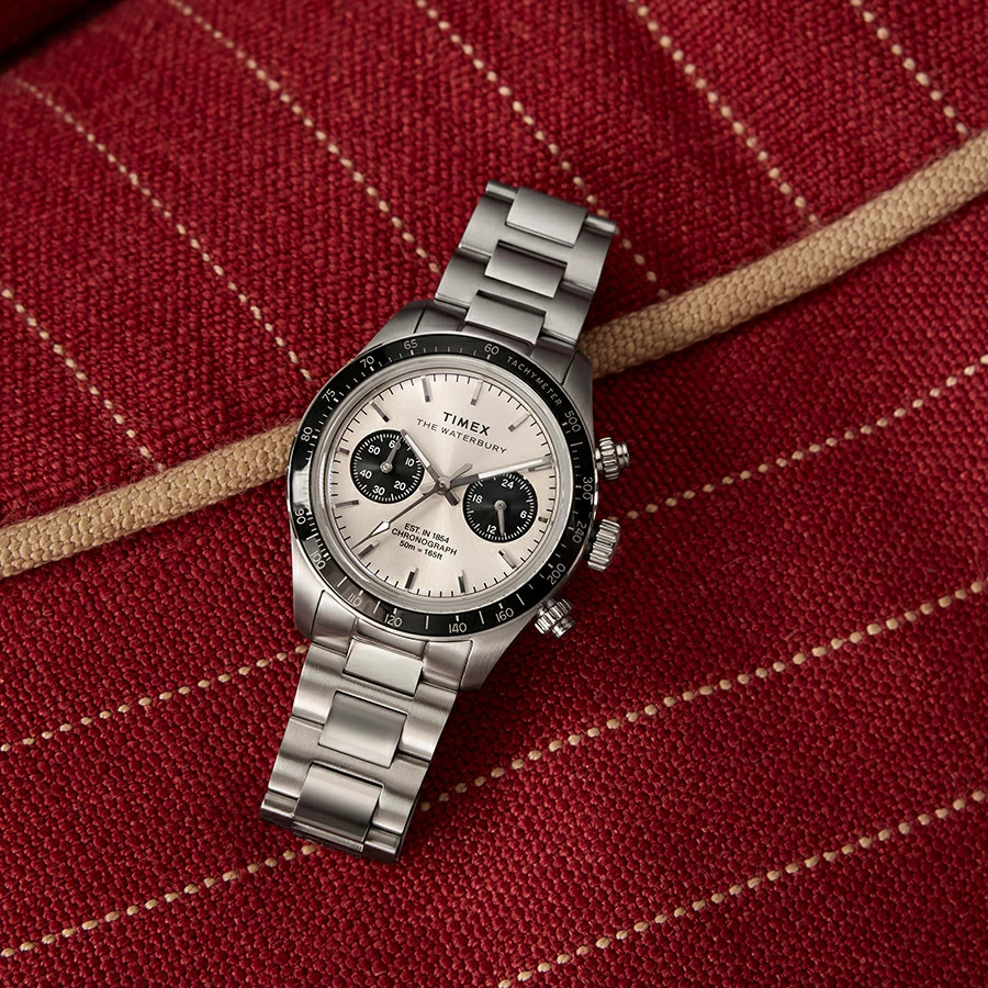 Timex Waterbury Heritage Chronograph 39mm Silver Stainless Steel New R8041060