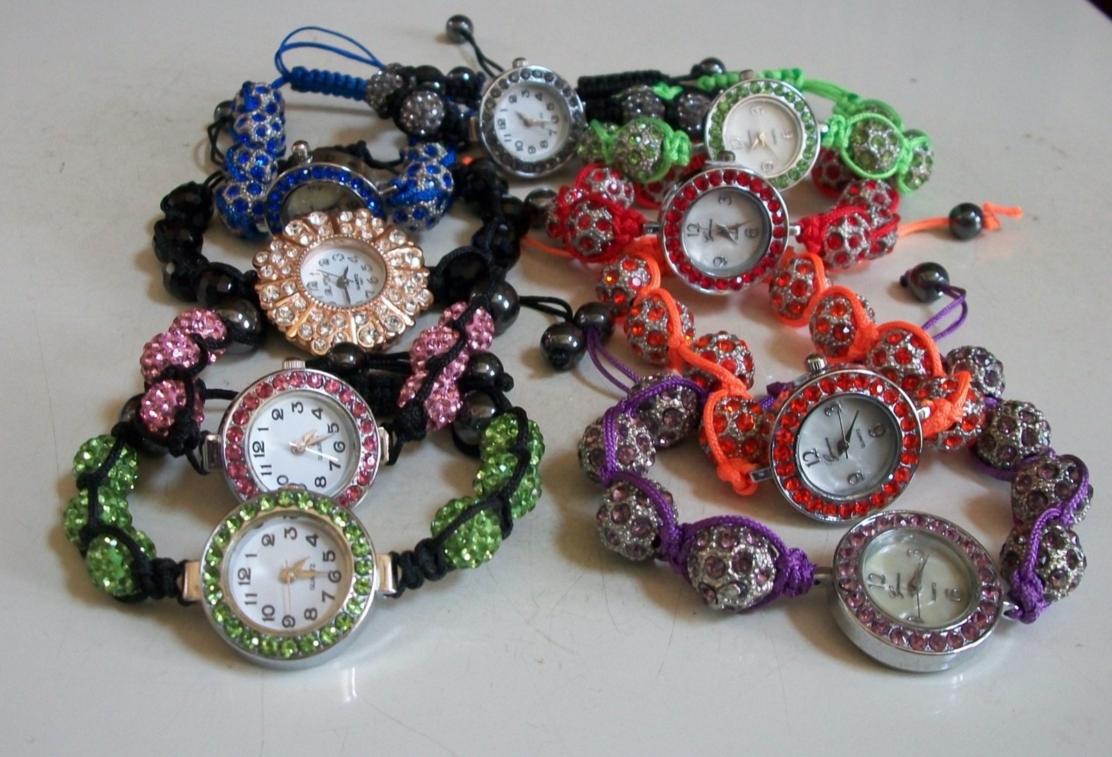 GREEN, BLACK, RED, PURPLE, ORANGE BEADED RHINESTONE FASHION WOMEN’S CASUAL WATCH