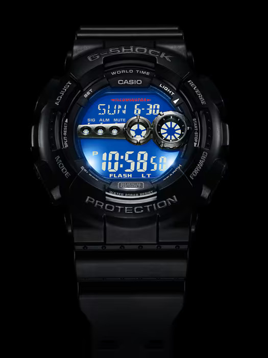 Casio G-Shock GD100-1B Digital Watch – 200M WR, LED, 7-Year Battery, Black