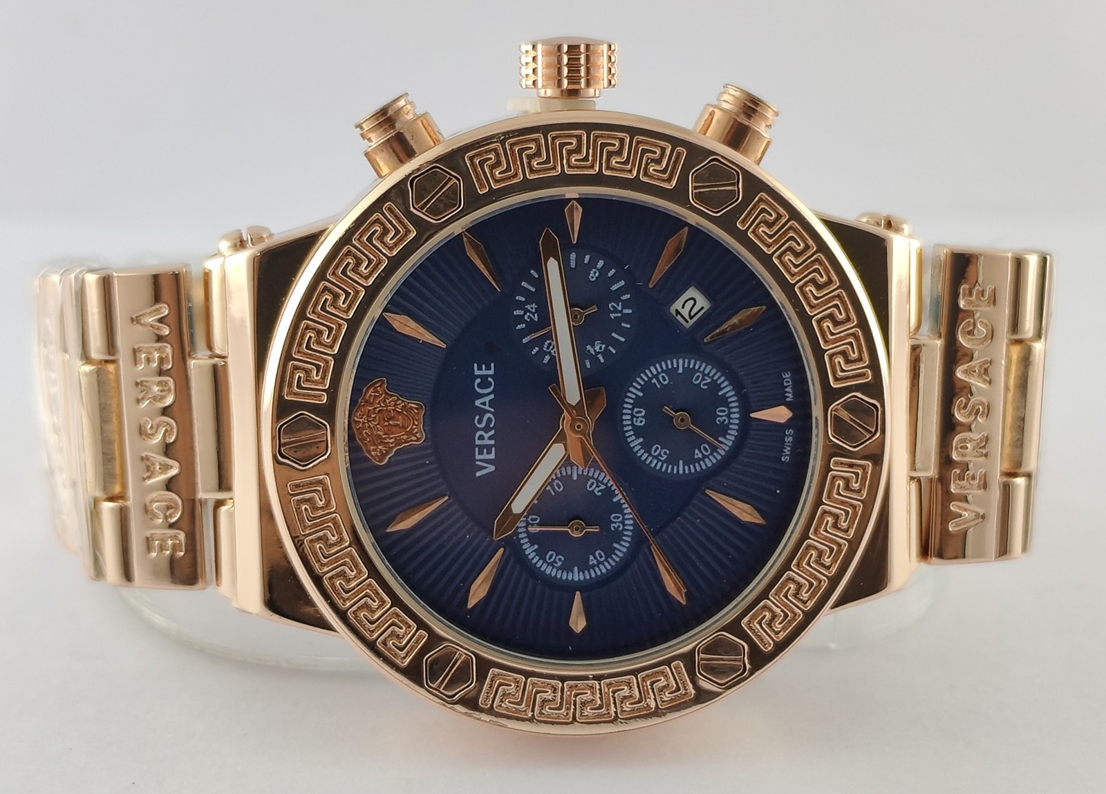 Versace Quartz Chronograph Blue Dial “Date” All Working Men Wristwatch Pre-Owned
