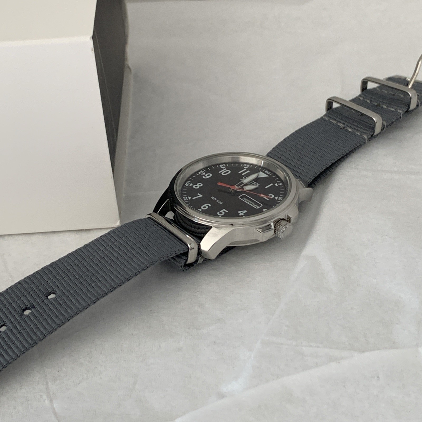 Citizen Men’s Eco-Drive Day & Date Military Style Canvas Strap WatchBM8180-03E
