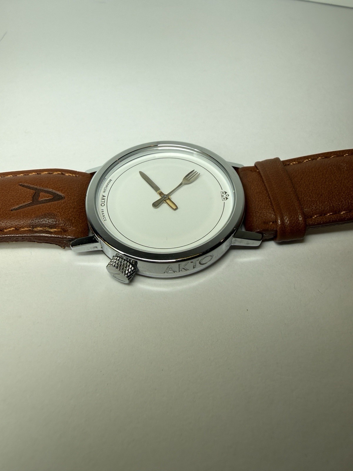 Vintage Quartz Wristwatch Fork Knife Hands Novelty French Design Runs AKTO