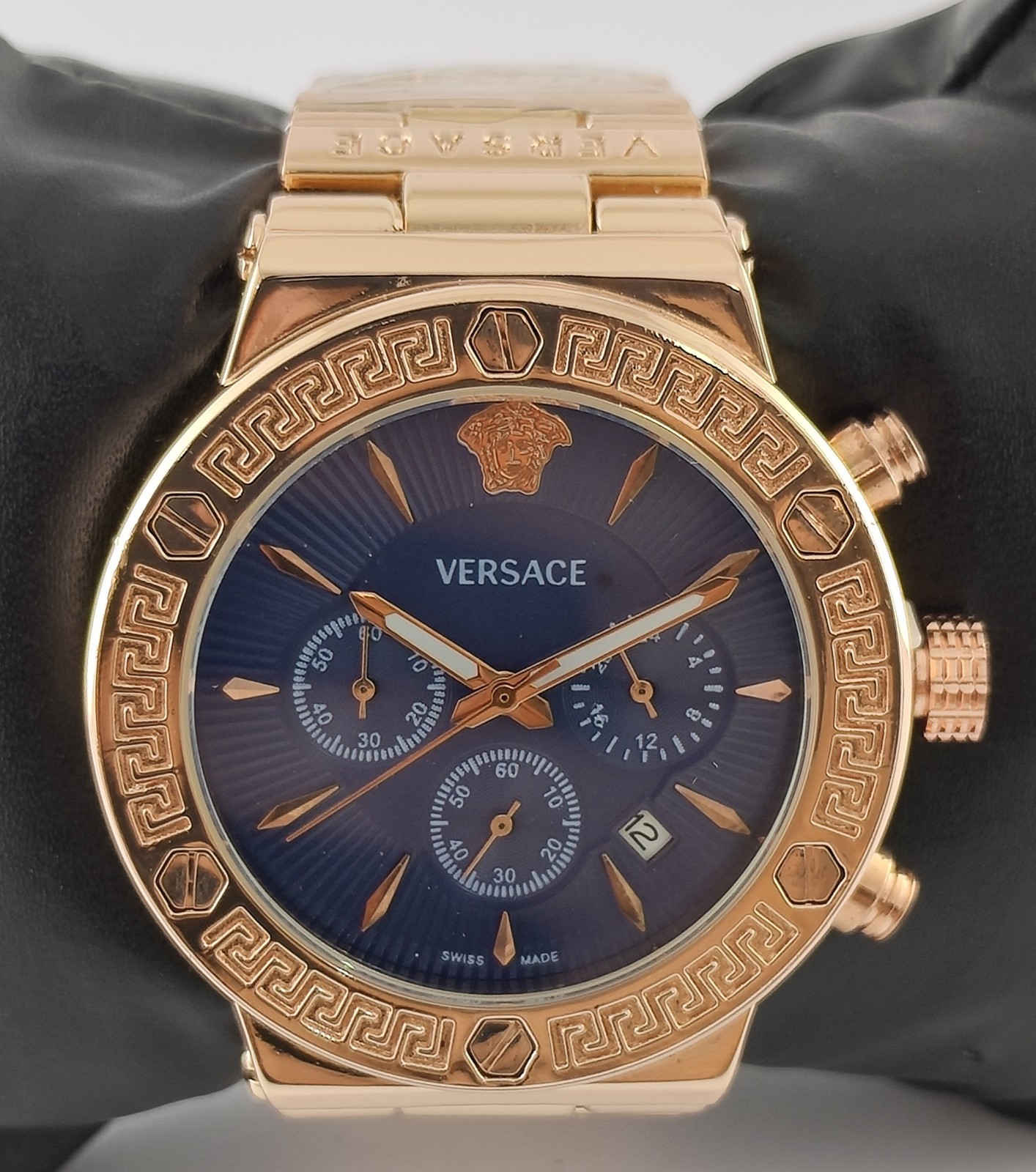 Versace Quartz Chronograph Blue Dial “Date” All Working Men Wristwatch Pre-Owned