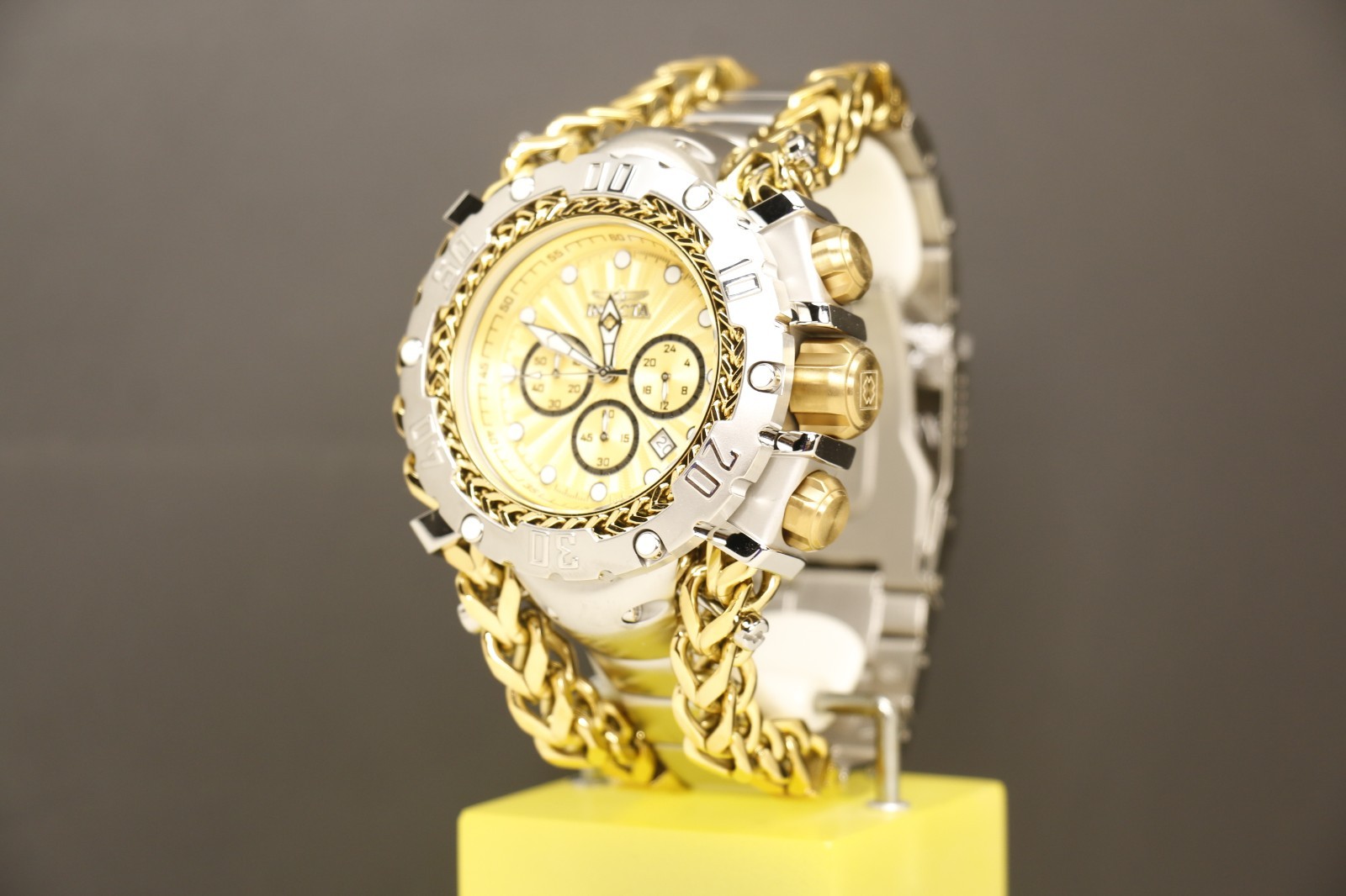Invicta Gladiator Men’s Watch 58.3mm, Gold, Steel 48190, Gold Silver tone