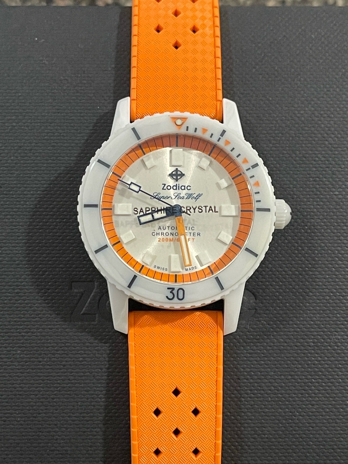 Zodiac Super Sea Wolf Automatic Ceramic Men’s Watch, ZO9591, White Dial