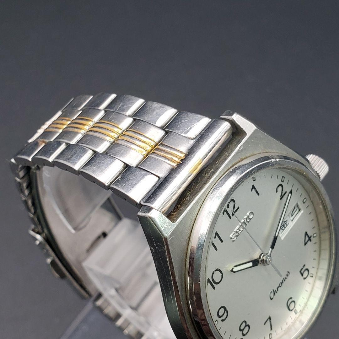 Seiko Chronos New Battery Date Silver Gold Men’s Vintage