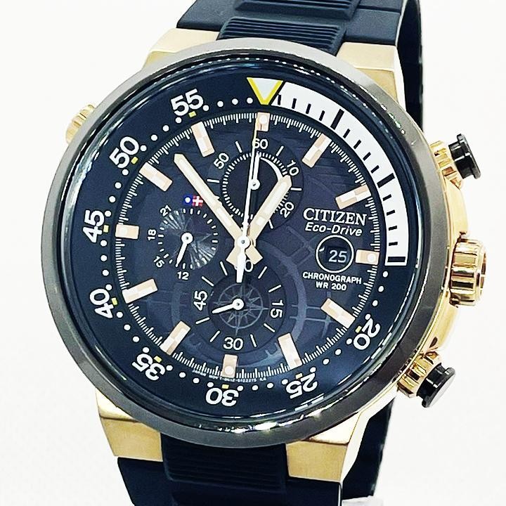 Citizen Eco Drive CA0448 08E Endeavor Solar Chronograph Black Gold 46mm Watch