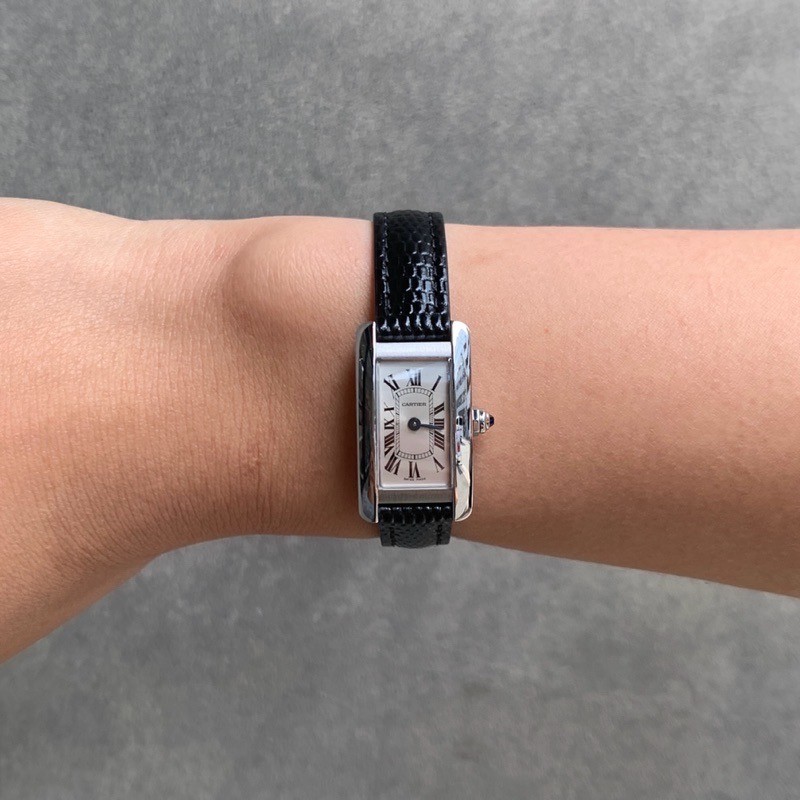 CARTIER Tank American Mini SS Leather Women Watches Watch