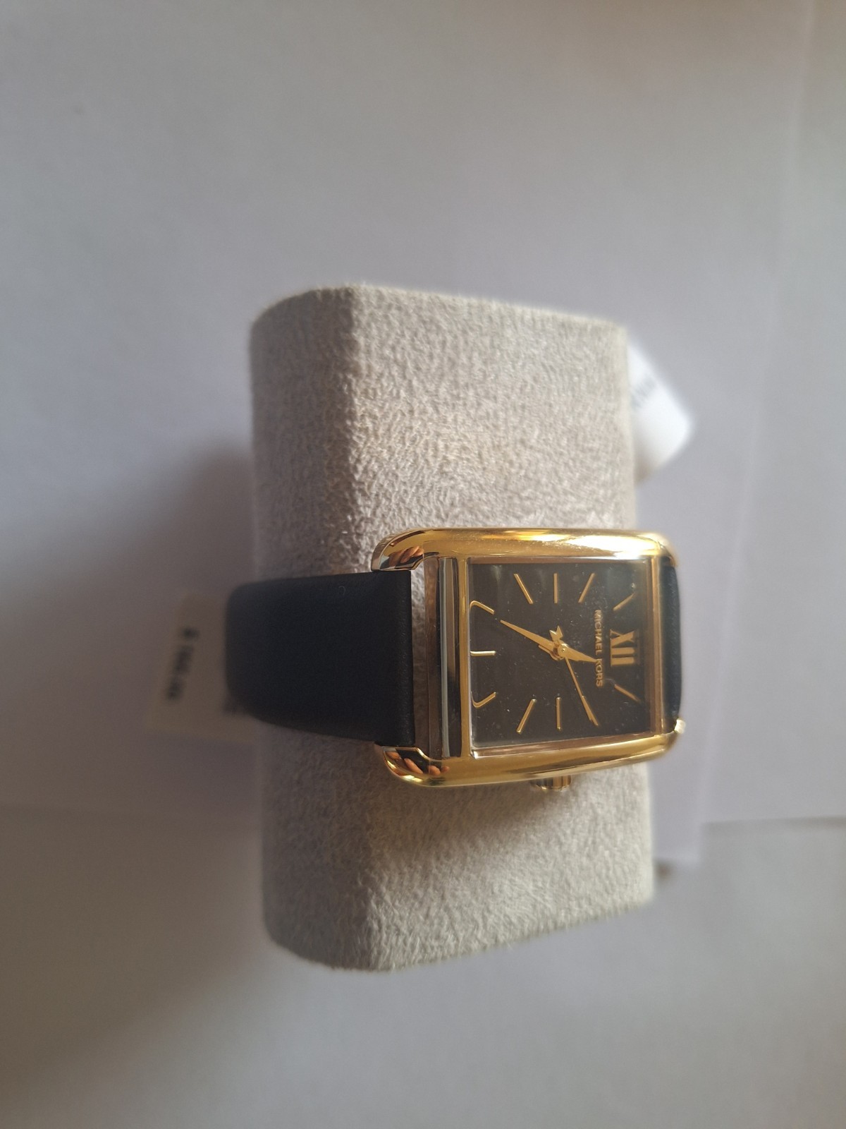 Michael Kors Women’s Rectangle Gold-Tone Black Dial Quartz Strap w/ Box