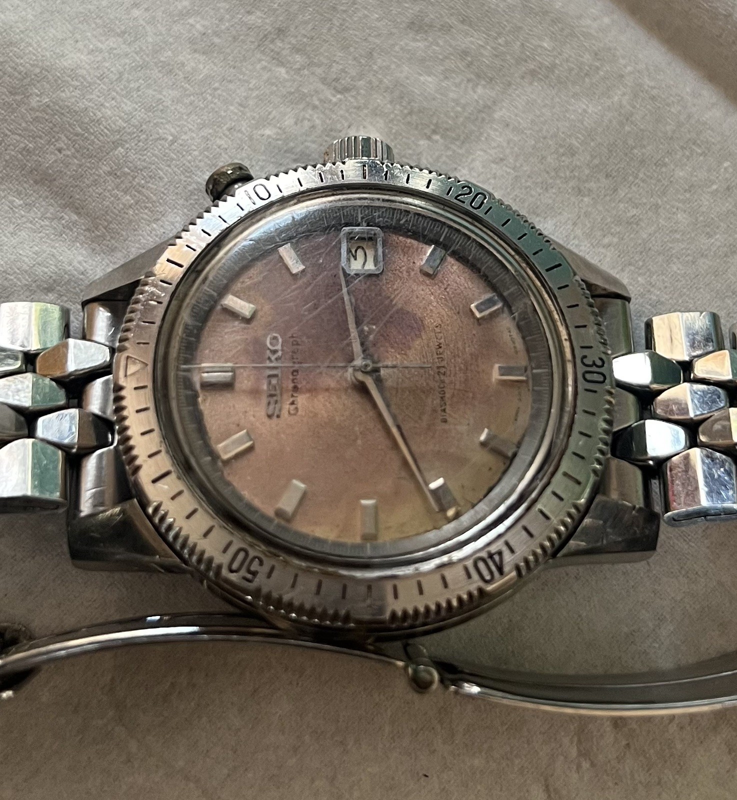 SEIKO 5717-8990 Mono Pusher One-Push Chronograph 1964 – Manual winding,rare