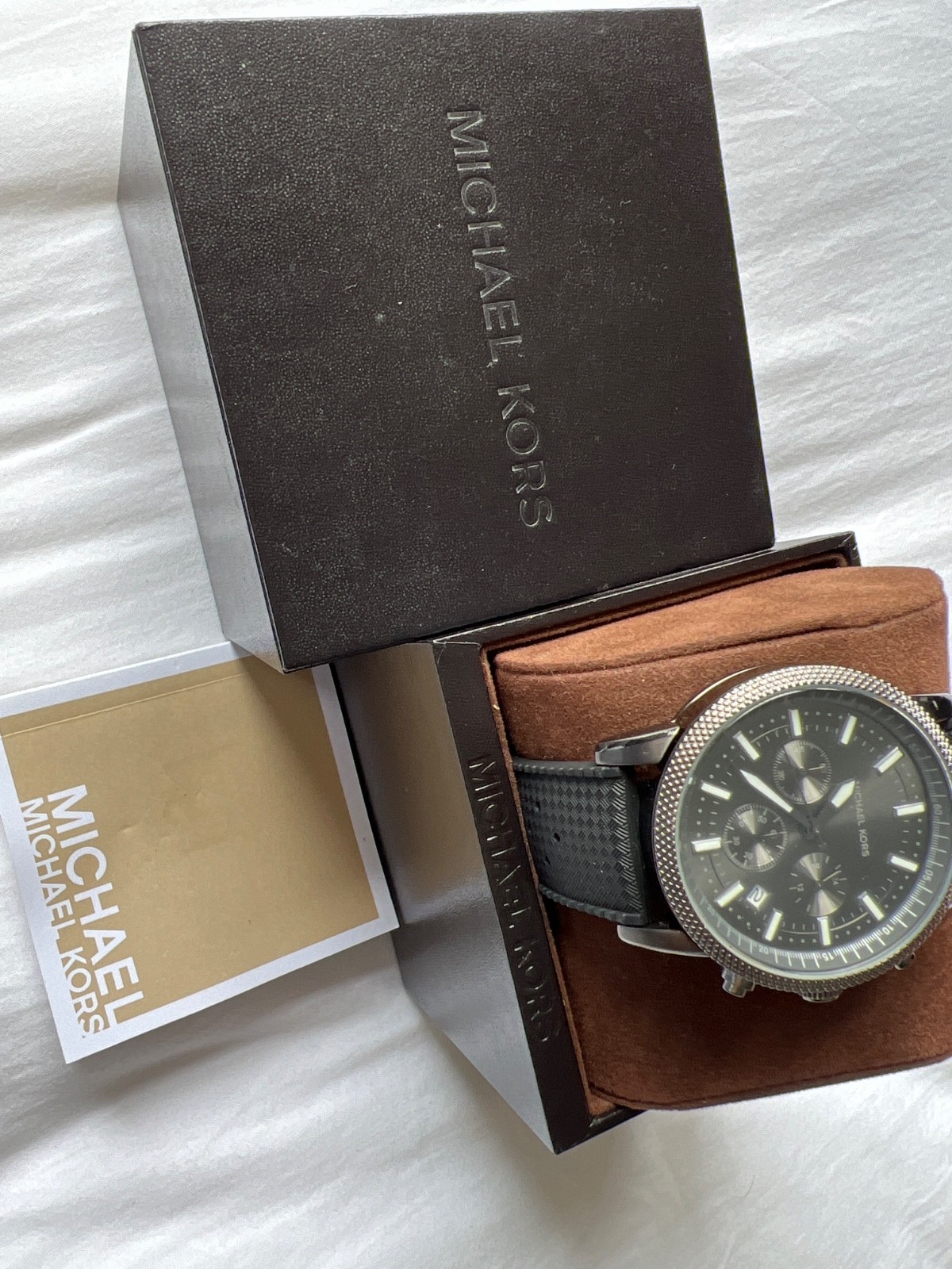 MICHAEL KORS MENS MK-8241 WATCH Black gun metal waterproof chronograph boxed