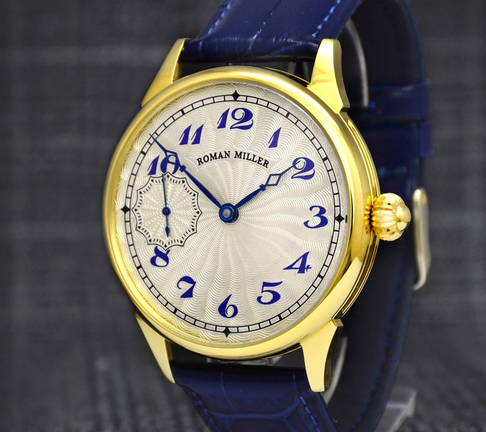 Men’s Luxury Gold Watch with Silver Dial Engraved watch Gift for Husband Miller