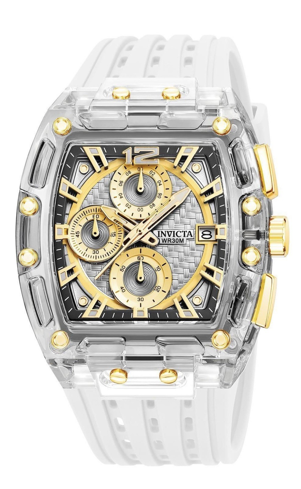Invicta S1 Rally Allogrip Men 42mm Transparent Tone Case Silver+Gold Metal Dial