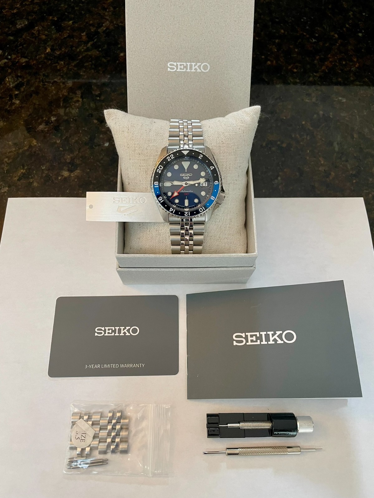 Seiko 5 Five Sports SSK003 GMT Automatic Watch SSK003J1 Blue Dial Made in Japan