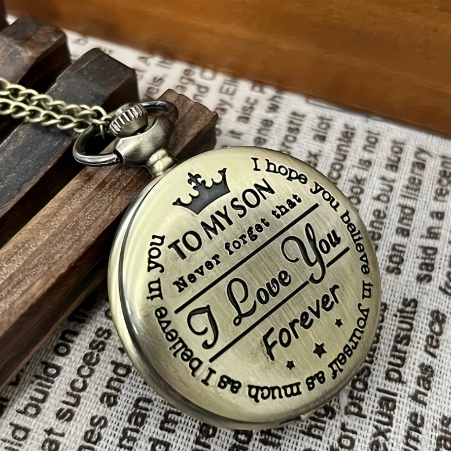 “TO MY SON/ DAUGHTER/ DAD” Quartz Pocket Chain Watch