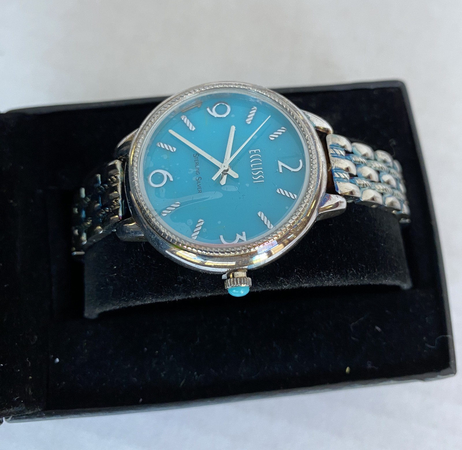 Ecclissi Sterling Silver Wristwatch – 74g – Blue Dial – Model 33820