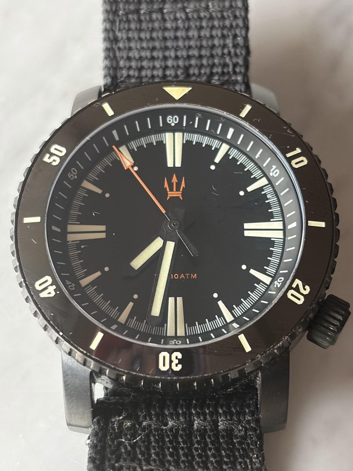 Maratac Sapphire Automatic Diver Watch Black Dial 100m NATO Strap 46mm