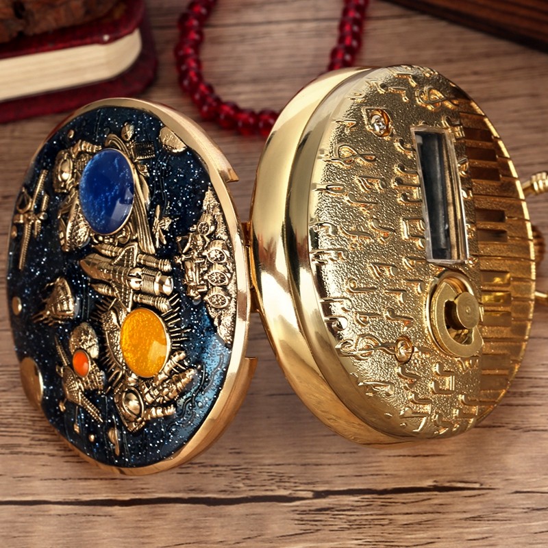 Solar System Musical Pocket Watch Castle in the Sky Quartz Music Box Men’s Gift